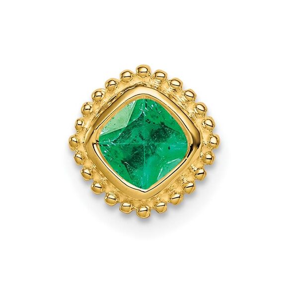 Kazi Luxury 14k Yellow Gold Cushion Emerald Chain Slide